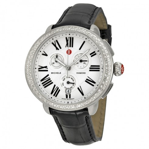 Michele Serein Chronograph Silver Dial Brown Leather Ladies Watch MWW21A000003 watches