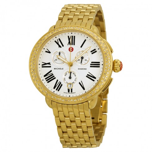 Michele Serein Diamond Chronograph Gold-Tone Steel Ladies Watch MWW21A000011 watches