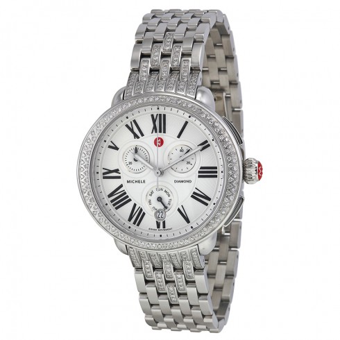 Michele Serein Diamond Silver Dial Chronograph Ladies Watch watches