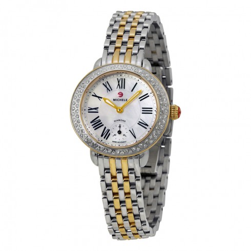 Michele Serein Mother of Pearl Dial Stainless Steel and Yellow Gold-plated Ladies Watch MWW21E000007 watches