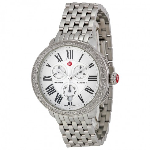Michele Serein Silver Dial Chronograph Stainless Steel Ladies Watch MWW21A000001 watches