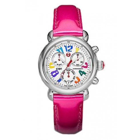 Michele Signature CSX 36 Carousel White Enamel Dial Pink Patent Leather Ladies Watch MWW03M000129 watches