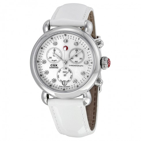 Michele Signature CSX-36 Mother of Pearl Dial White Leather Ladies Watch MWW03M000122 watches