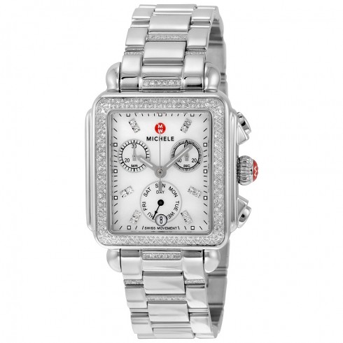 Michele Signature Deco Diamond Chronograph Mother of Pearl Ladies Watch MWW06P000103 watches