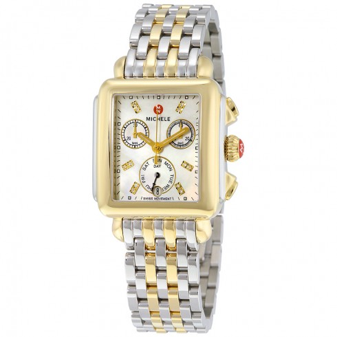 Michele Signature Deco Mother of Pearl 18kt Yellow Gold-plated Watch MWW06P0001 watches