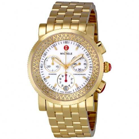 Michele Sport Sail Gold Plated Ladies Chronograph Watch MWW01C000043 watches