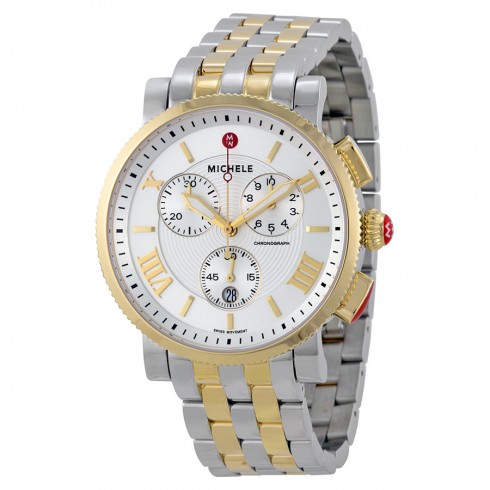 Michele Sport Sail Large Chronograph White Dial Two-tone Ladies Watch MWW01K000103 watches