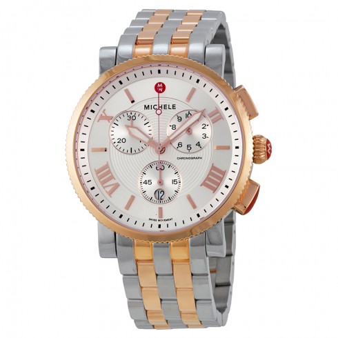 Michele Sport Sail Large Chronograph White Dial Two-tone Ladies Watch MWW01K000104 watches