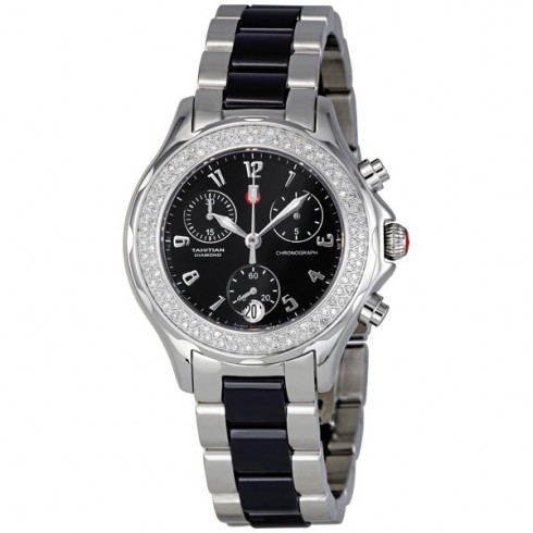 Michele Tahitian Ceramic Stainless Steel Black Diamond Watch MWW12C000003 watches