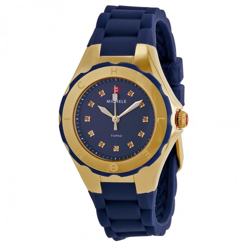 Michele Tahitian Jelly Bean Blue Dial Blue Silicone Ladies Watch MWW12P000004 watches