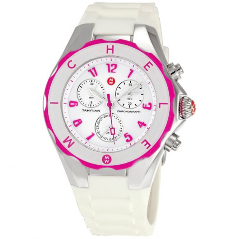 Michele Tahitian Jelly Bean Large White and Hot Pink Ladies Watch MWW12F000024 watches