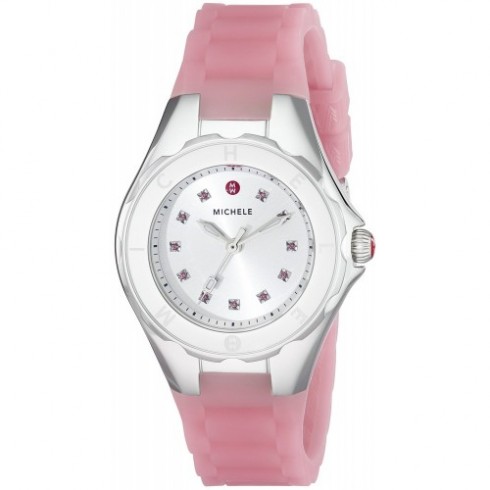 Michele Tahitian Jelly Bean Petite Sunray Silver White with Topaz Stones Dial Ladies Watch MWW12P000008 watches