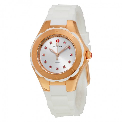 Michele Tahitian Jelly Bean Silver Dial With Topaz Stones Ladies Watch MWW12P000003 watches