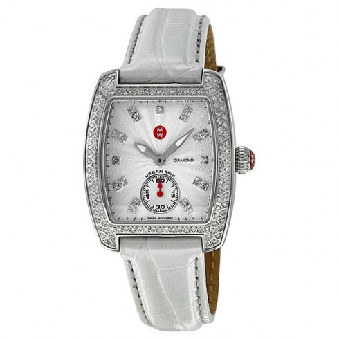 Michele Urban Mini Silver Dial White Leather Ladies Watch MWW02A000562 watches