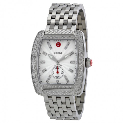 Michele Urban Silver White Dial Stainless Steel Diamond Ladies Watch MWW02T000002 watches