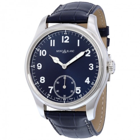 Montblanc 1858 Blue Dial Blue Leather Men's Watch 113702 watches