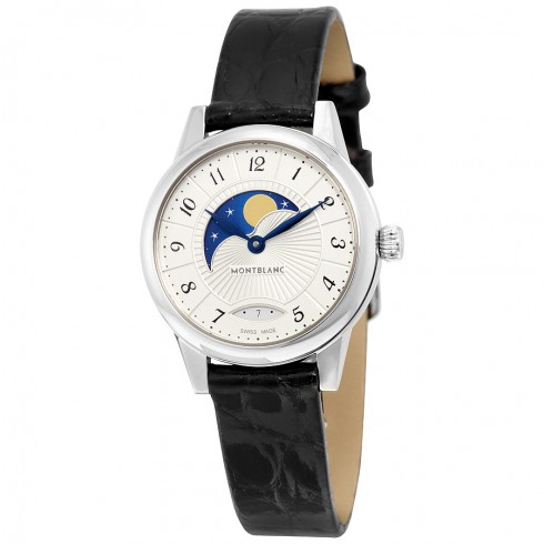 Montblanc Boheme Moonphase Silver-White Dial Black Leather Ladies Watch 112496 watches