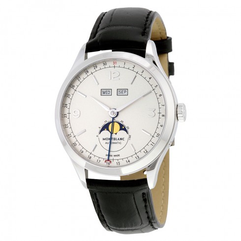 Montblanc Heritage Chronometrie Perpetual Calendar Automatic Silvery White Dial Black Leather Men's Watch 112538 watches