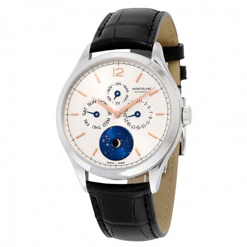 Montblanc Heritage Chronometrie Quantieme Automatic Silver Dial Black Leather Men's Watch 112536 watches