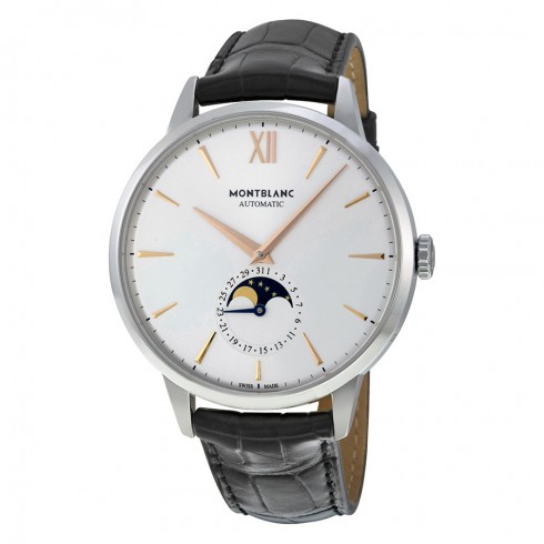 Montblanc Heritage Spirit Automatic Silvery White Dial Black Leather Men's Watch 111620 watches