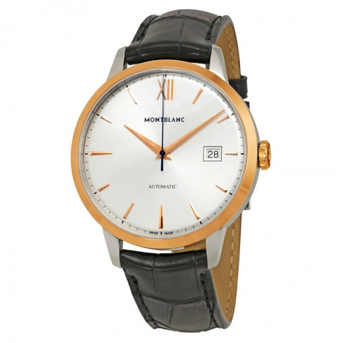 Montblanc Meisterstuck Heritage Automatic Silver Dial Black Leather Men's Watch 111624 watches