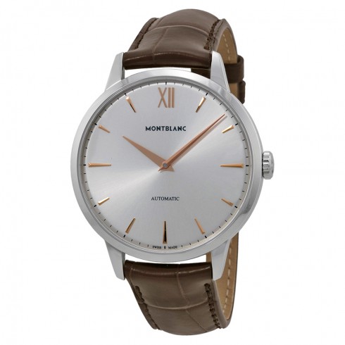 Montblanc Meisterstuck Heritage Automatic Silver Dial Brown Leather Men's Watch 110695 watches