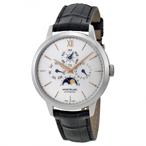 Montblanc Meisterstuck Heritage Perpetual Calendar White Dial Black Leather Unisex Watch 110715 watches