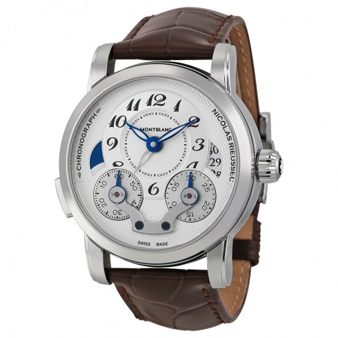 Montblanc Nicolas Rieussec Chronograph Automatic Silver Dial Brown Leather Men's Watch 106487 watches