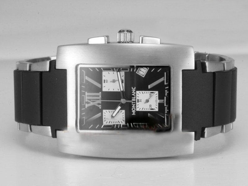 Montblanc Profile Chronograph 08487 Rectangle Mens Stainless Steel Case Watch watches