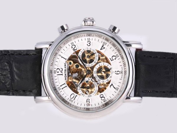 Montblanc Skeleton Chronograph M29430 Round Automatic White Dial Watch watches