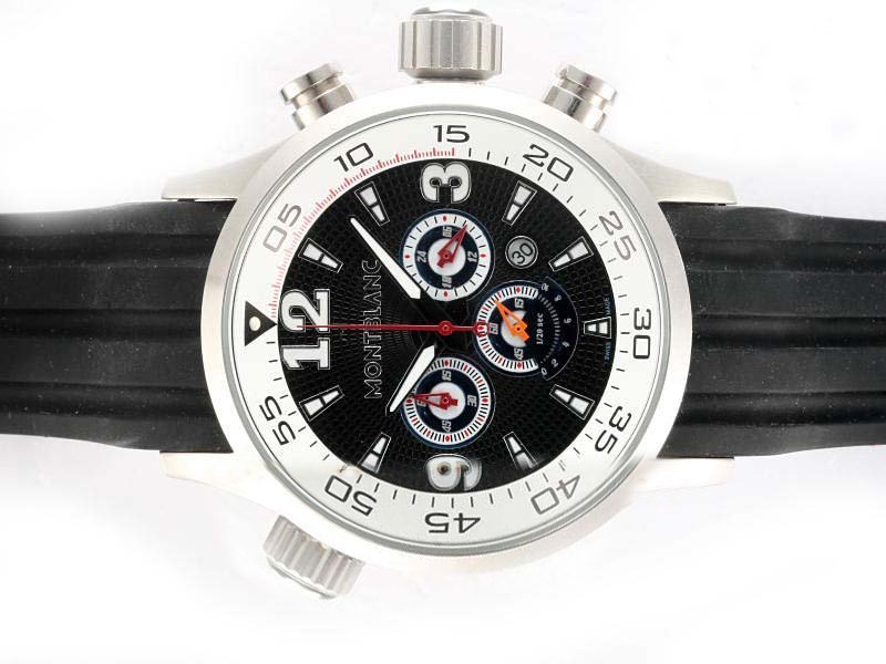 Montblanc Sport Chronograph 08466 Black Dial Quartz Chronograph Stainless Steel Bezel Watch watches