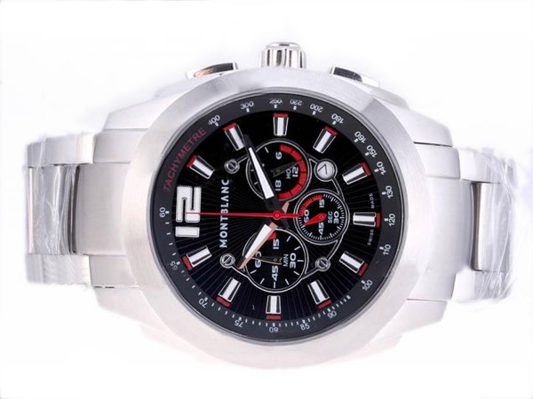 Montblanc Sport Chronograph 08466 Black Dial Round Stainless Steel Case Watch watches