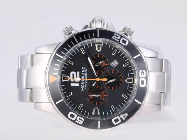 Montblanc Sport Chronograph 104659 Round Quartz Chronograph Black Dial Watch watches