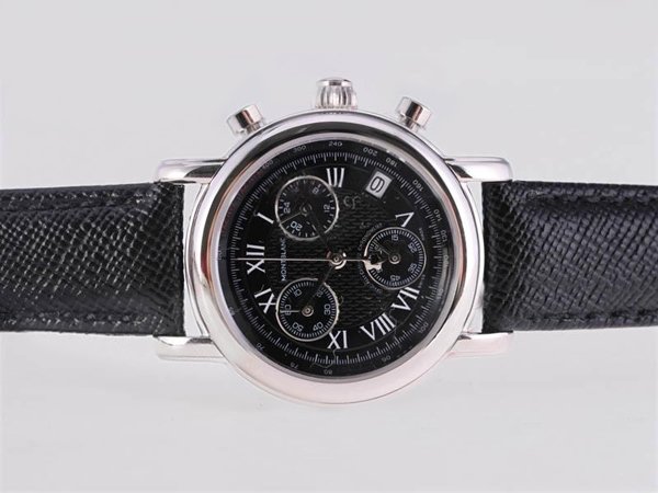 Montblanc Sport Chronograph 36038 Midsize Black Crocodile Leather Strap Round Watch watches