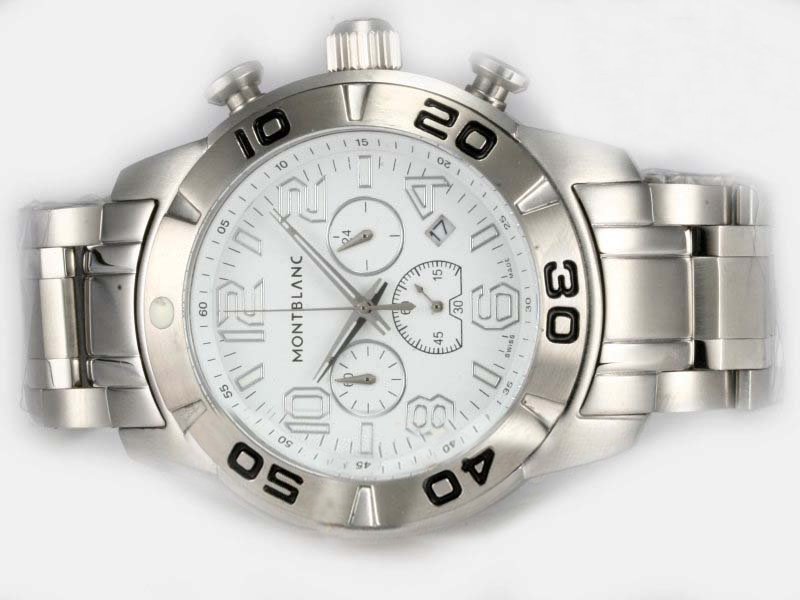 Montblanc Sport Chronograph 36334 White Stainless Steel Strap 47mm Mens Watch watches