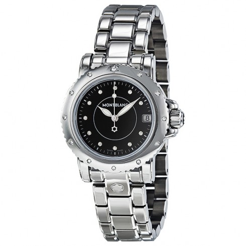 Montblanc Sport Diamond Black Dial Stainless Steel Ladies Watch 102363 watches