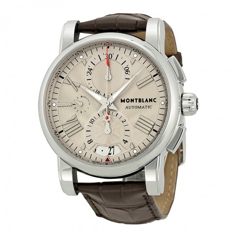 Montblanc Star 4810 Chronograph Automatic Silver Doal Brown Leather Men's Watch 102378 watches