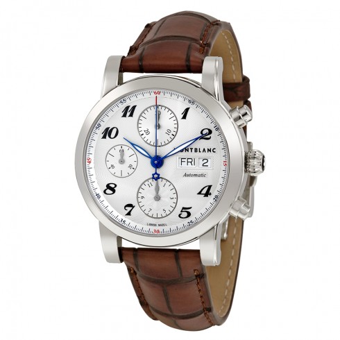Montblanc Star Automatic Chronograph Silver Dial Brown Leather Men's Watch 106466 watches