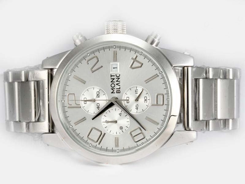 Montblanc Star Chronograph 05222 White Dial Quartz Chronograph Stainless Steel Bezel Watch watches