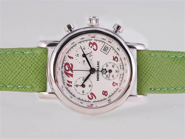 Montblanc Star Chronograph 07253 Pink Dial Quartz Chronograph Stainless Steel Bezel Watch watches