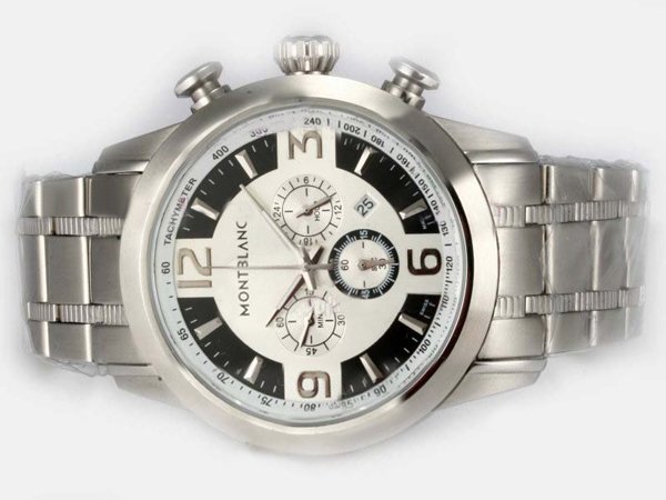 Montblanc Star Chronograph 09669 White Stainless Steel Strap 43mm Mens Watch watches