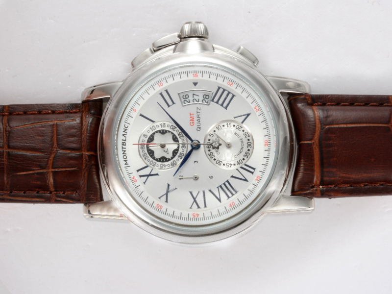 Montblanc Star Chronograph GMT 09632 43mm White Dial Stainless Steel Case Watch watches