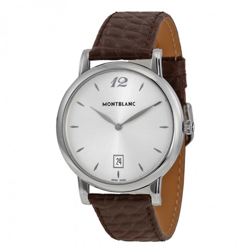 Montblanc Star Classique Date Stainless Steel Brown Leather Men's Watch 108770 watches