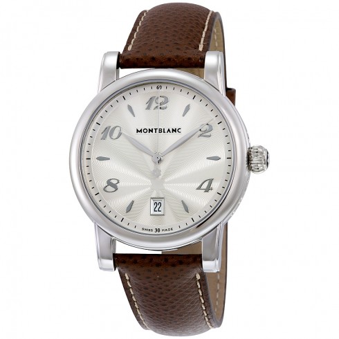 Montblanc Star Date Silver Dial Brown Leather Men's Watch 108762 watches