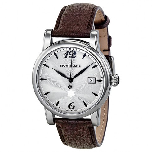 Montblanc Star Date Silver Dial Brown Leather Men's Watch 105894 watches