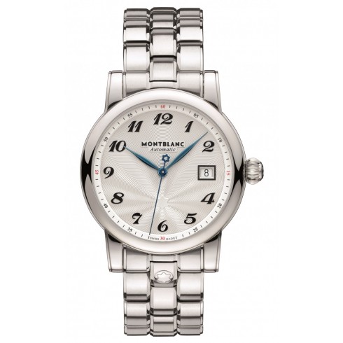 Montblanc Star Date Silvery White Guilloche Dial Stainless Steel Automatic Men's Watch 107316 watches