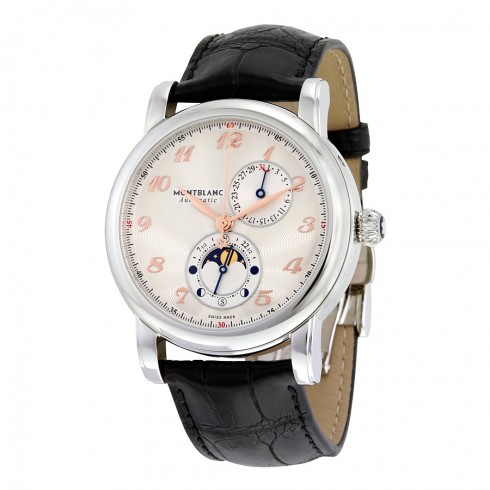 Montblanc Star Traditional Twin Moonphase Automatic Silver Dial Black Leather Men's Watch 113848 watches