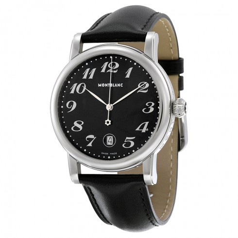 Montblanc Star XL Black Dial Black Leather Men's Watch 102136 watches