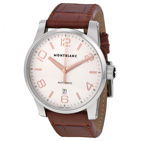 Montblanc Timewalker Automatic Silver Dial Brown Leather Men's Watch 101550 watches