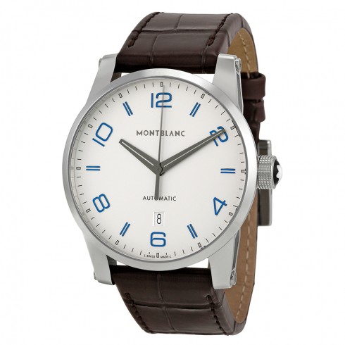 Montblanc TimeWalker Automatic Silver Dial Brown Leather Mnes Watch 110338 watches